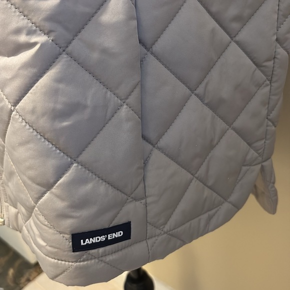Land’s End Quilted Gray Unisex High Neck Puffer Vest with pockets NWOT - Picture 2 of 12